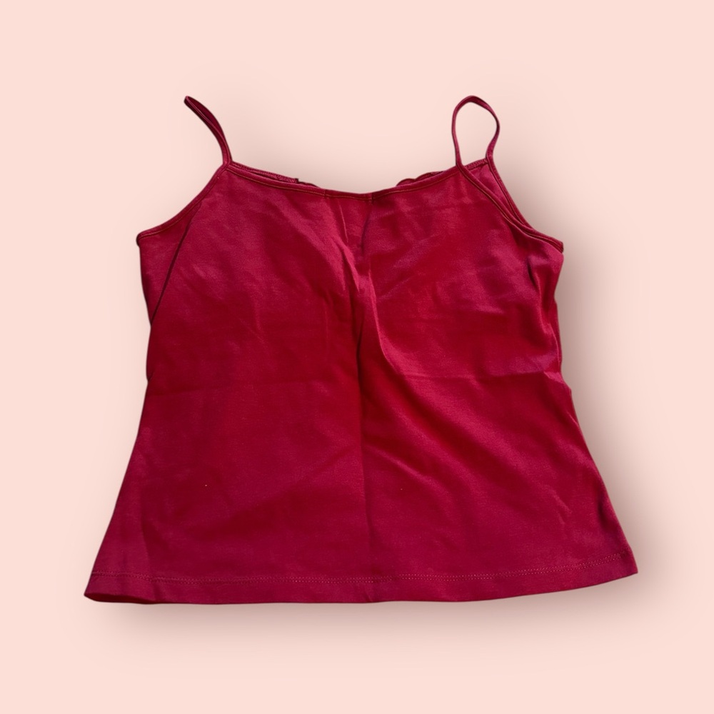 Women's Old Navy Stretch Brick Red Camisole Top With Neckline Detail Size Medium - Picture 7 of 7